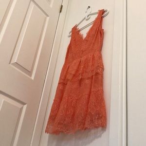 BCBGMaxazria Coral Pink Lace Dress